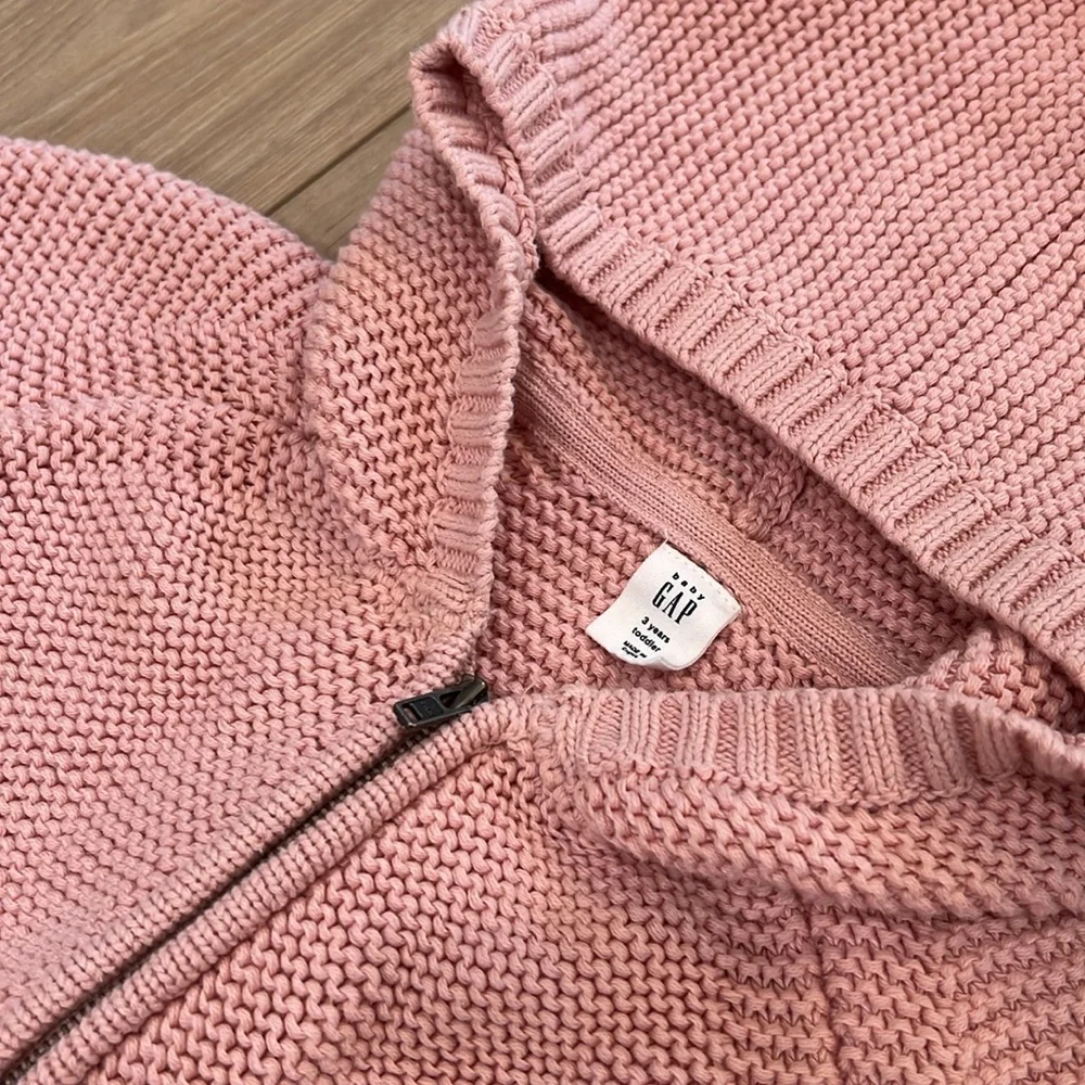 Gap Pink Cotton Knit Hoodie Sweatshirt